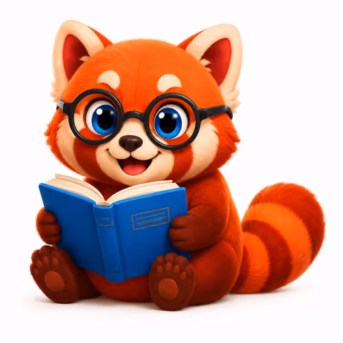 Raccoon reading a book