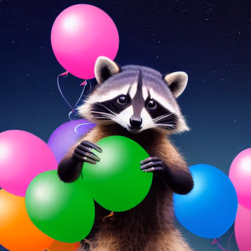 Raccoons with Balloons