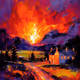Vibrant Country Sunset: Fauvist Masterpiece.