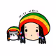 Rasta girl and her cat - old