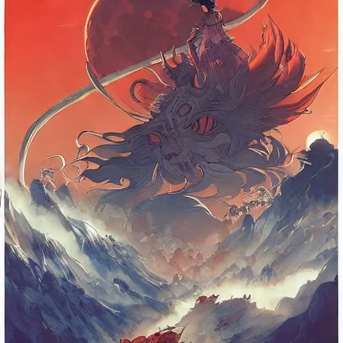 red moon and monster - old