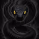 Shadow Serpent: Jet Black Viper with an Ethereal Glow