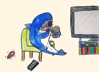 Shark relaxing at home