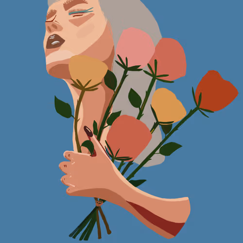 She Brings Flowers - old