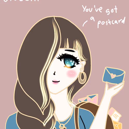 Postcard from Galaxy eye Shy girl - old V2