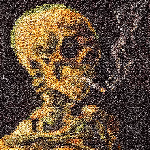 Skull with a cigarette - old