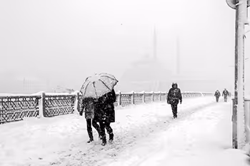 Snow on the Galata Bridge