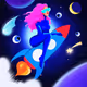 Space girl on a rocket