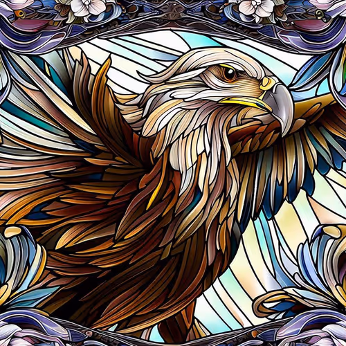 Stained Glass Window Design Of  Beautiful Eagle - Polygon