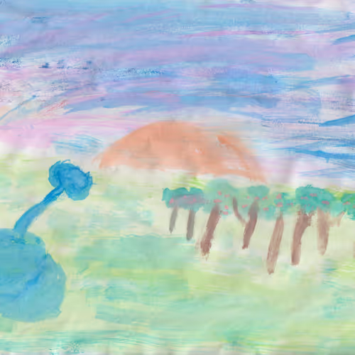 sunset by the forest and lakes