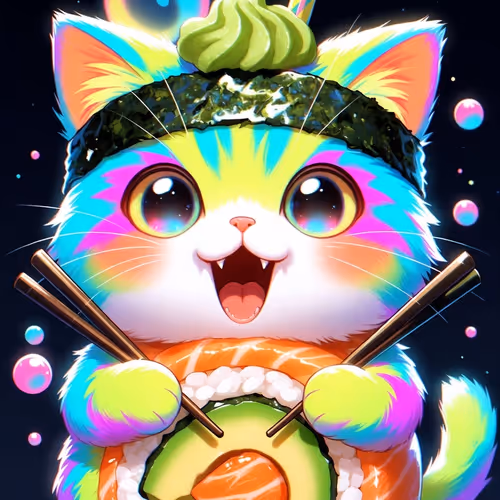 Sushi Neko Bubble Rainbow Kawaii Sushi Cat