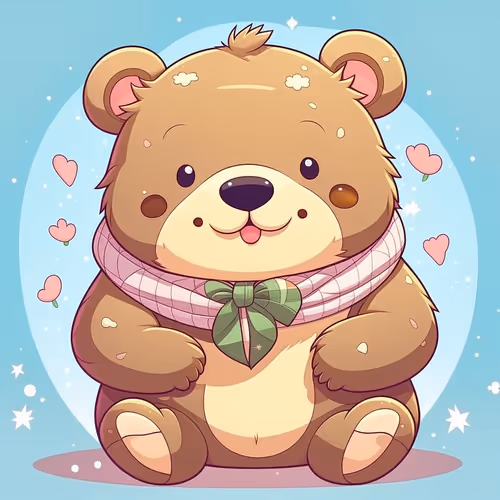 Teddy bear and his scarf.