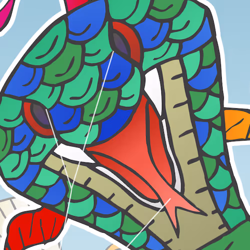 Kites and paper stamp