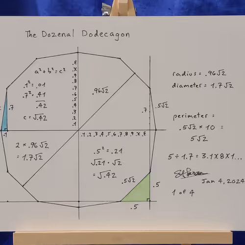 Dozenal Dodecagon, Simple Beginnings, January 2024