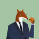 The Fox man with a Hamburger