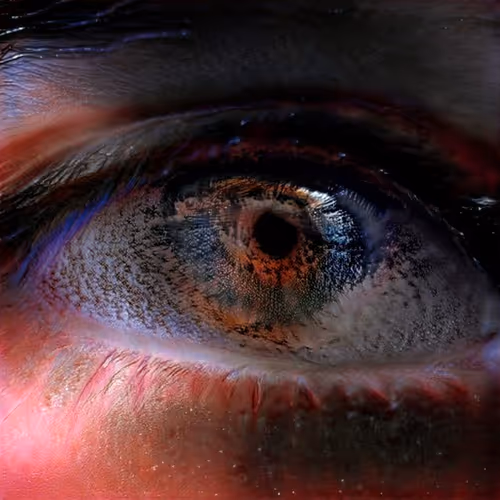 the image of a fantastic eye in an unusual angle