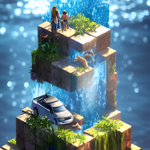The Summer Ocean Island In Isometric Style