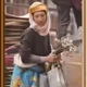 Tibetan woman and the Bitcoin mining machine in her hand - old