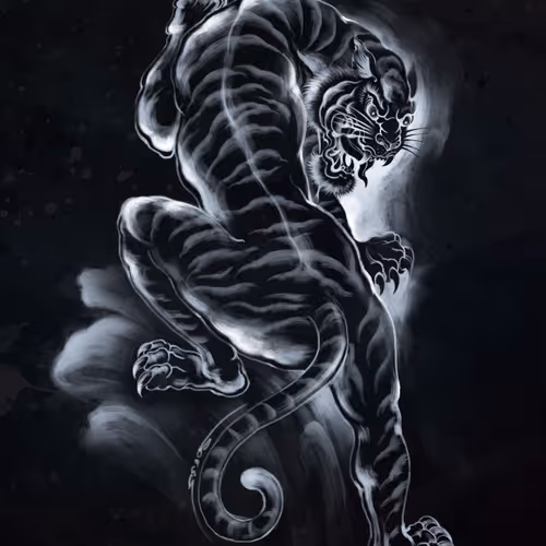 tiger art in black - old