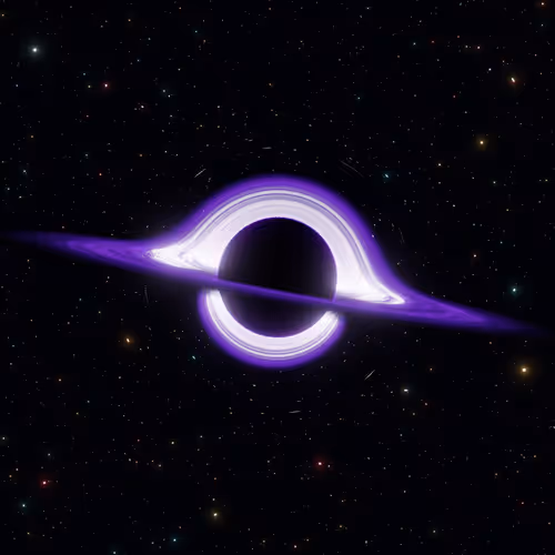 Black holes created in the image colors of major cryptocurrencies.