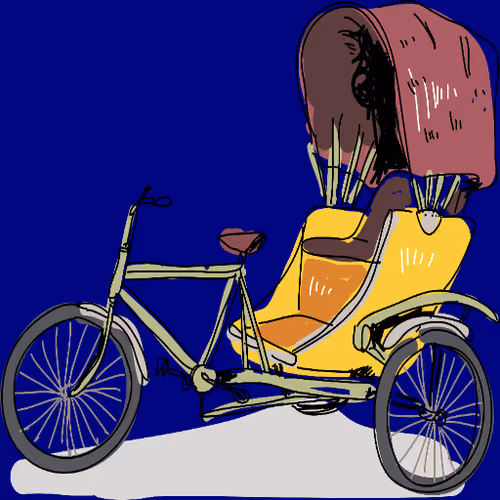 Traditional Rickshaw in Town - old