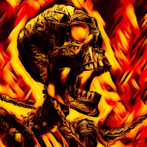 TRIPPY FLAME SKULL - old