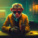 A bored monkey smoking an electronic cigarette