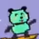 Little Green Panda Bear on a skateboard