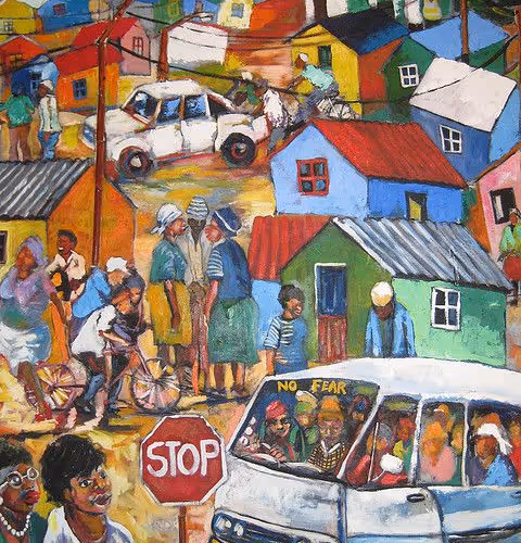 VILLAGE TOWN SCENE - old - old