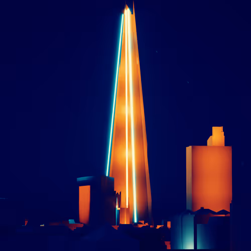 Virtual City of London: orange, red and blue