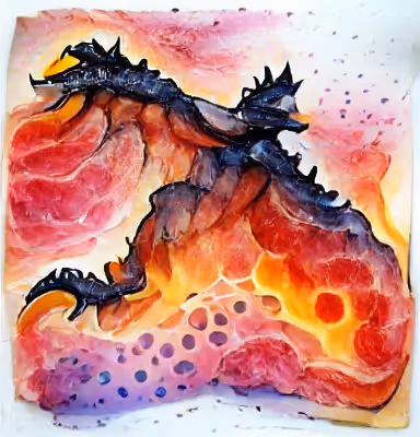 Watercolor Abstract Dragons