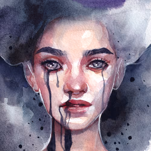 Watercolor female character art