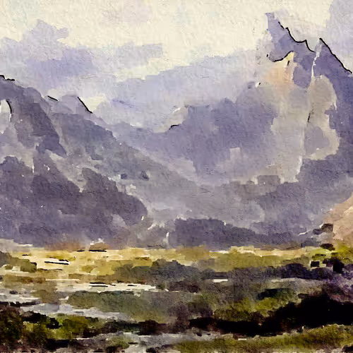 watercolor landscape of the mountain