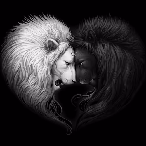 White and black lion