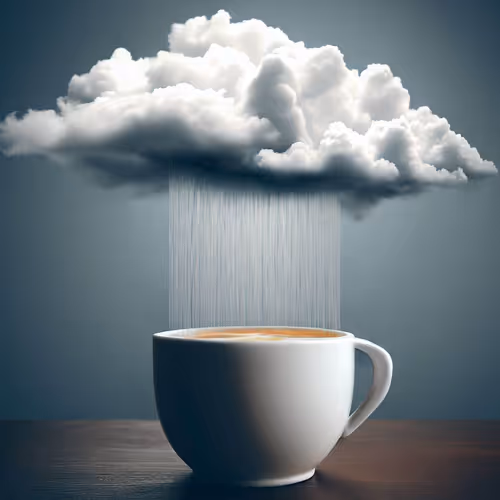 White Rain From Clouds In Coffee Cup - Polygon
