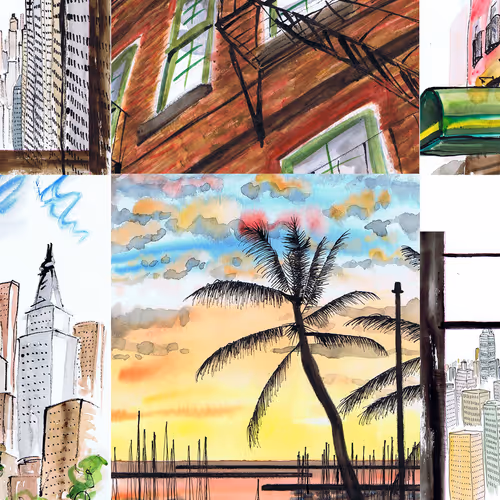 Artwork displayed in cafe