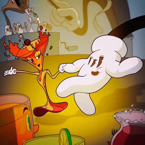 Having a drink with artists