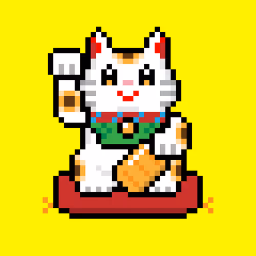 Beckoning Cat pixel art - old