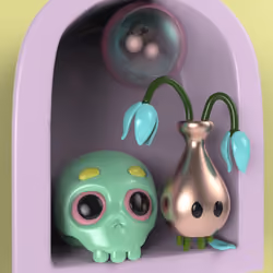 Vanitas with green skull and copper vase #29/50