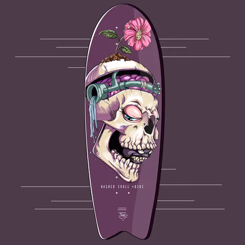 Hashed Skull #0282 Fish Tail Deck