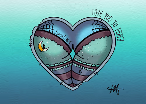 Cute Creepy Gang Lunar Witch Booty Heart