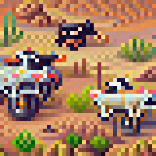 #325 The cows are riding motorcycles in the desert