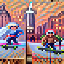#664 The skiers are riding skateboards in new york