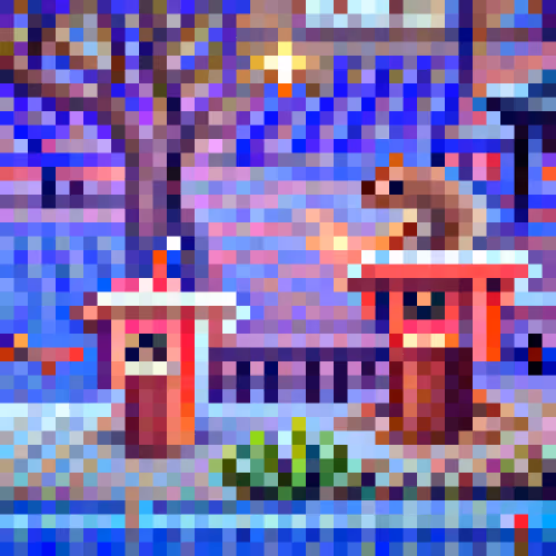 #768 The squirrels are doing karate in a townsquare