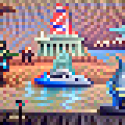 #435 The sharks are riding jetskis by the statue of liberty