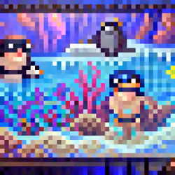 #991 The penguins are freediving in a bluehole