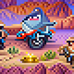 #9 The sharks are riding motorcycles in the desert