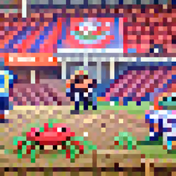 #789 The crabs are playing fotball in a stadium