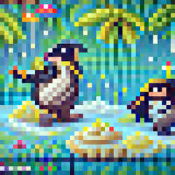 #630 The penguins are dancing in the banana rain