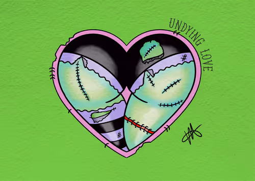 Cute Creepy Gang Zombie Booty Heart